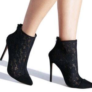 Shoe Dazzle Black Lace Stiletto Boots